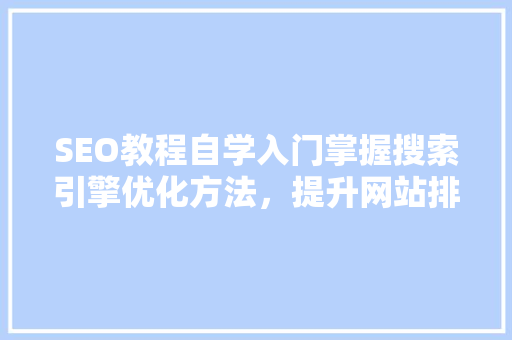 SEO教程自学入门掌握搜索引擎优化方法，提升网站排名