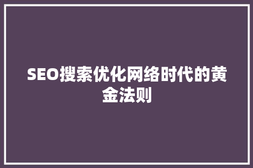 SEO搜索优化网络时代的黄金法则