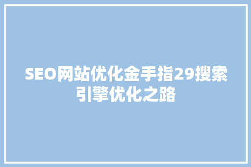 SEO网站优化金手指29搜索引擎优化之路