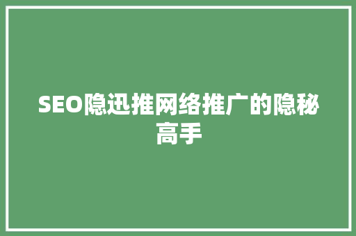 SEO隐迅推网络推广的隐秘高手