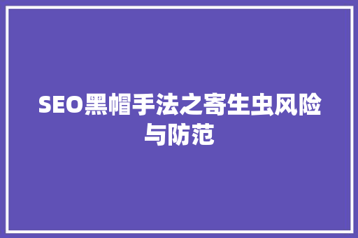 SEO黑帽手法之寄生虫风险与防范