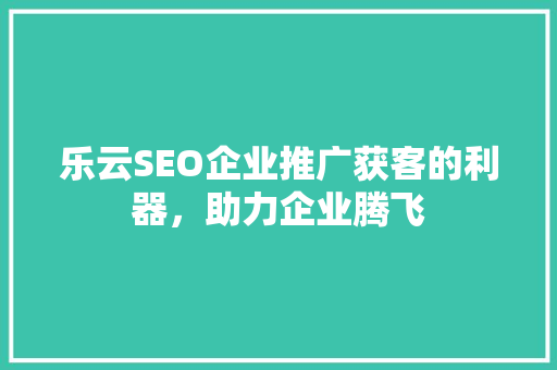 乐云SEO企业推广获客的利器，助力企业腾飞