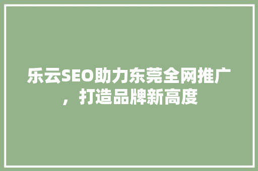 乐云SEO助力东莞全网推广，打造品牌新高度
