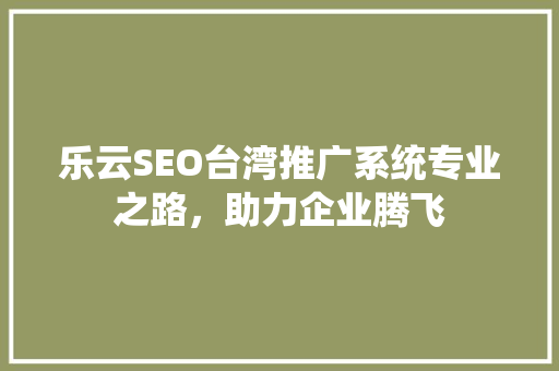 乐云SEO台湾推广系统专业之路，助力企业腾飞