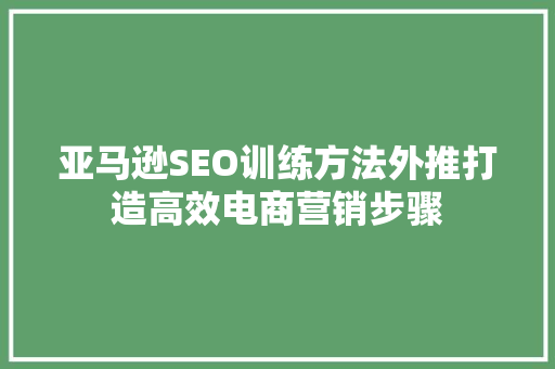 亚马逊SEO训练方法外推打造高效电商营销步骤