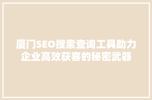 厦门SEO搜索查询工具助力企业高效获客的秘密武器