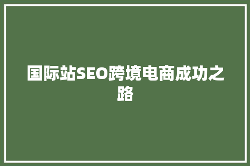 国际站SEO跨境电商成功之路