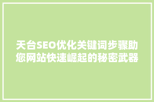 天台SEO优化关键词步骤助您网站快速崛起的秘密武器