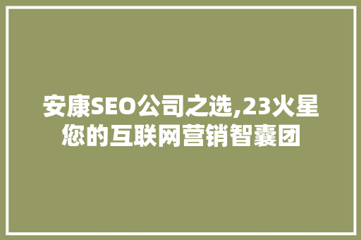 安康SEO公司之选,23火星您的互联网营销智囊团