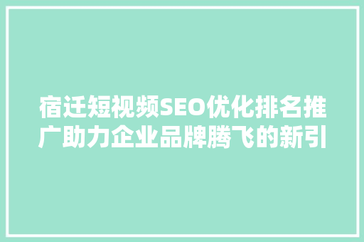 宿迁短视频SEO优化排名推广助力企业品牌腾飞的新引擎