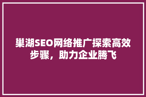巢湖SEO网络推广探索高效步骤，助力企业腾飞