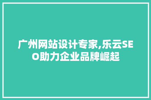 广州网站设计专家,乐云SEO助力企业品牌崛起