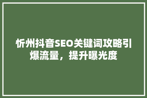 忻州抖音SEO关键词攻略引爆流量，提升曝光度