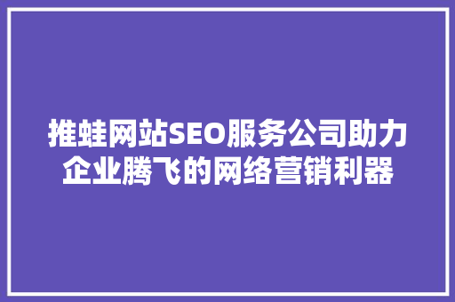 推蛙网站SEO服务公司助力企业腾飞的网络营销利器