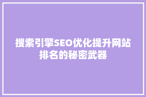 搜索引擎SEO优化提升网站排名的秘密武器
