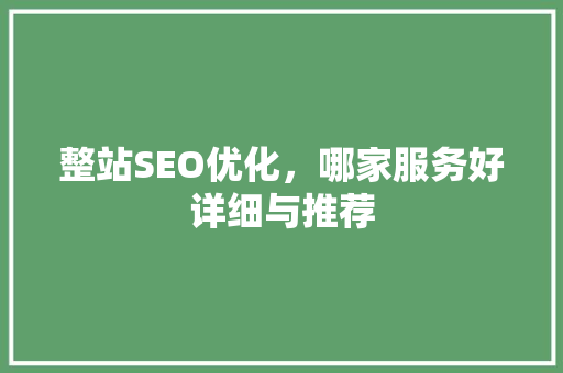 整站SEO优化，哪家服务好详细与推荐