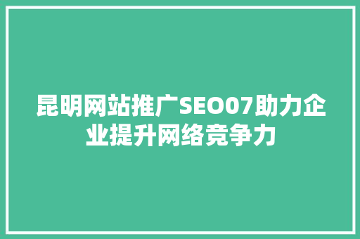 昆明网站推广SEO07助力企业提升网络竞争力