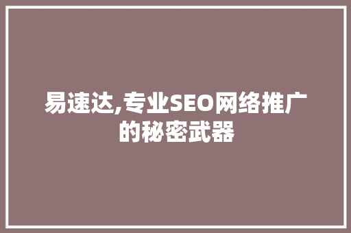 易速达,专业SEO网络推广的秘密武器