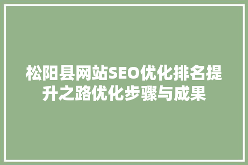 松阳县网站SEO优化排名提升之路优化步骤与成果