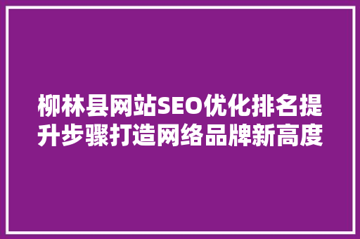 柳林县网站SEO优化排名提升步骤打造网络品牌新高度