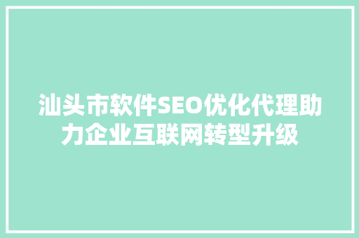 汕头市软件SEO优化代理助力企业互联网转型升级