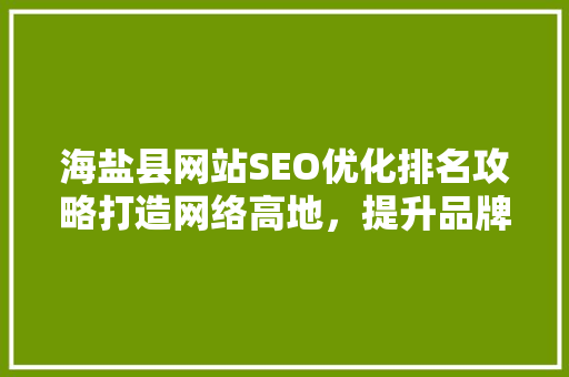 海盐县网站SEO优化排名攻略打造网络高地，提升品牌影响力