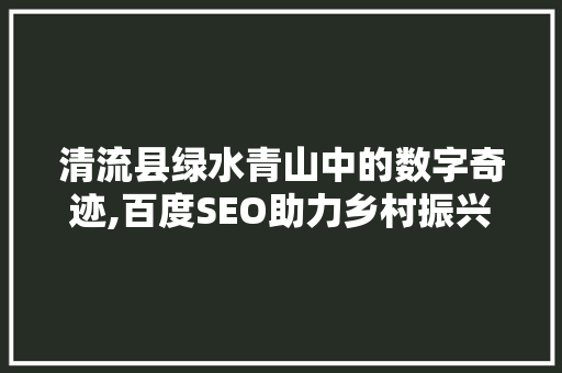 清流县绿水青山中的数字奇迹,百度SEO助力乡村振兴之路