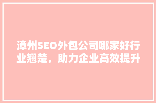 漳州SEO外包公司哪家好行业翘楚，助力企业高效提升网络排名