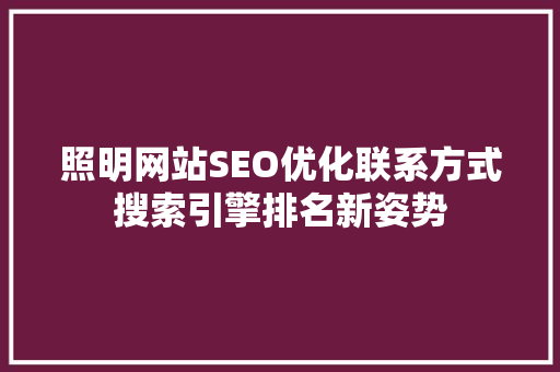 照明网站SEO优化联系方式搜索引擎排名新姿势