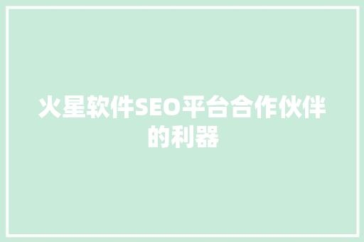 火星软件SEO平台合作伙伴的利器