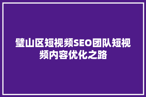 璧山区短视频SEO团队短视频内容优化之路
