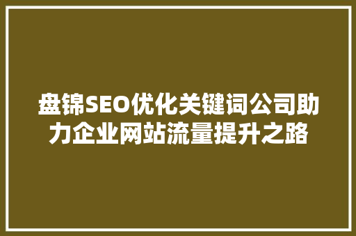 盘锦SEO优化关键词公司助力企业网站流量提升之路
