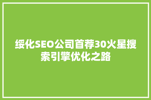 绥化SEO公司首荐30火星搜索引擎优化之路