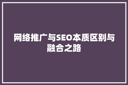 网络推广与SEO本质区别与融合之路