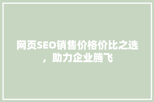 网页SEO销售价格价比之选，助力企业腾飞