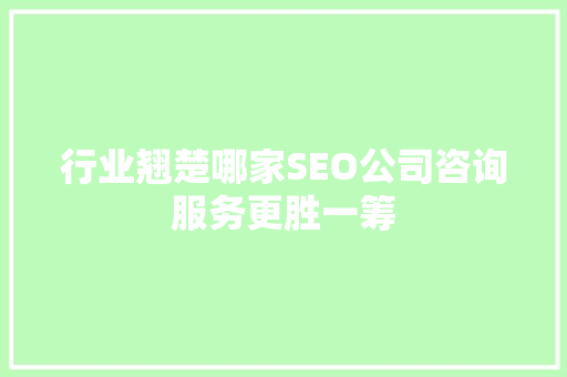 行业翘楚哪家SEO公司咨询服务更胜一筹