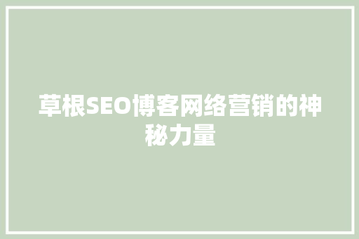 草根SEO博客网络营销的神秘力量