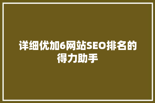 详细优加6网站SEO排名的得力助手