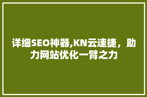 详细SEO神器,KN云速捷，助力网站优化一臂之力