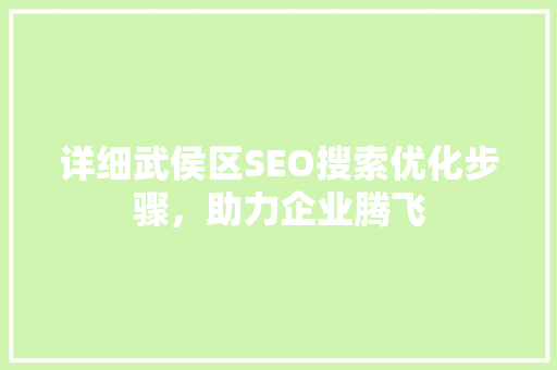 详细武侯区SEO搜索优化步骤，助力企业腾飞