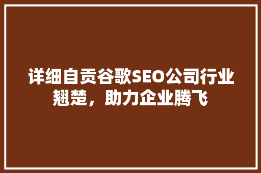 详细自贡谷歌SEO公司行业翘楚，助力企业腾飞