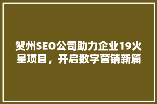 贺州SEO公司助力企业19火星项目，开启数字营销新篇章