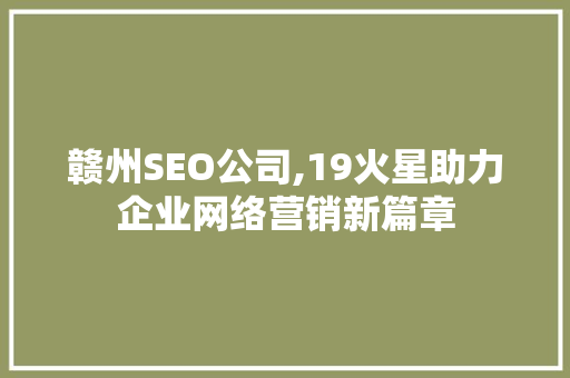 赣州SEO公司,19火星助力企业网络营销新篇章