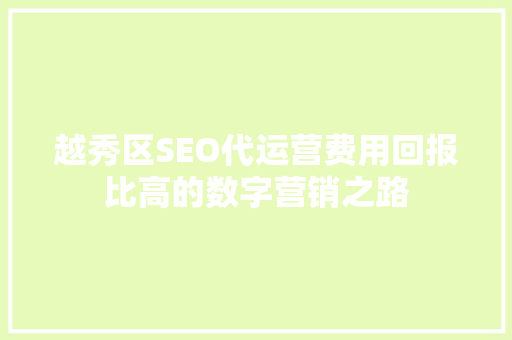 越秀区SEO代运营费用回报比高的数字营销之路