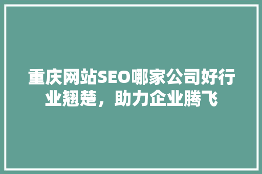 重庆网站SEO哪家公司好行业翘楚，助力企业腾飞