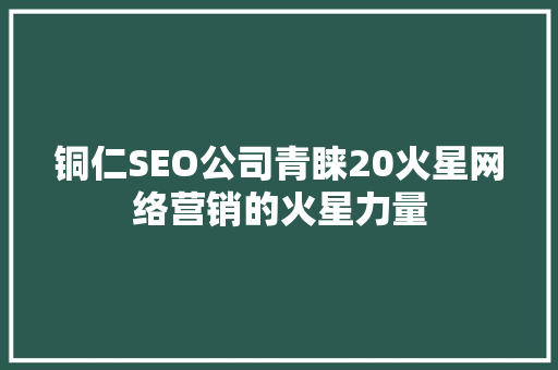 铜仁SEO公司青睐20火星网络营销的火星力量