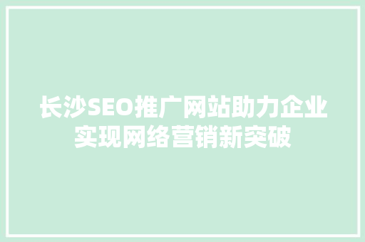 长沙SEO推广网站助力企业实现网络营销新突破