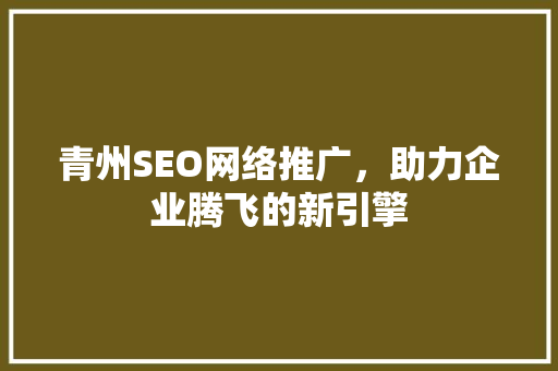 青州SEO网络推广，助力企业腾飞的新引擎