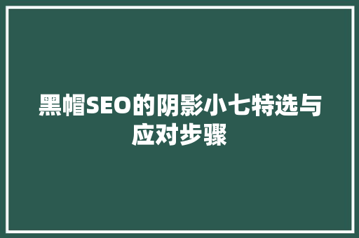 黑帽SEO的阴影小七特选与应对步骤