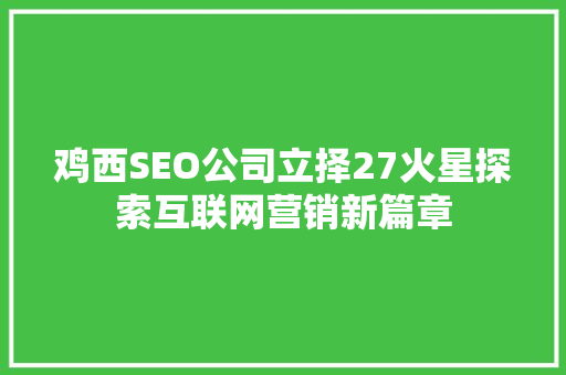 鸡西SEO公司立择27火星探索互联网营销新篇章